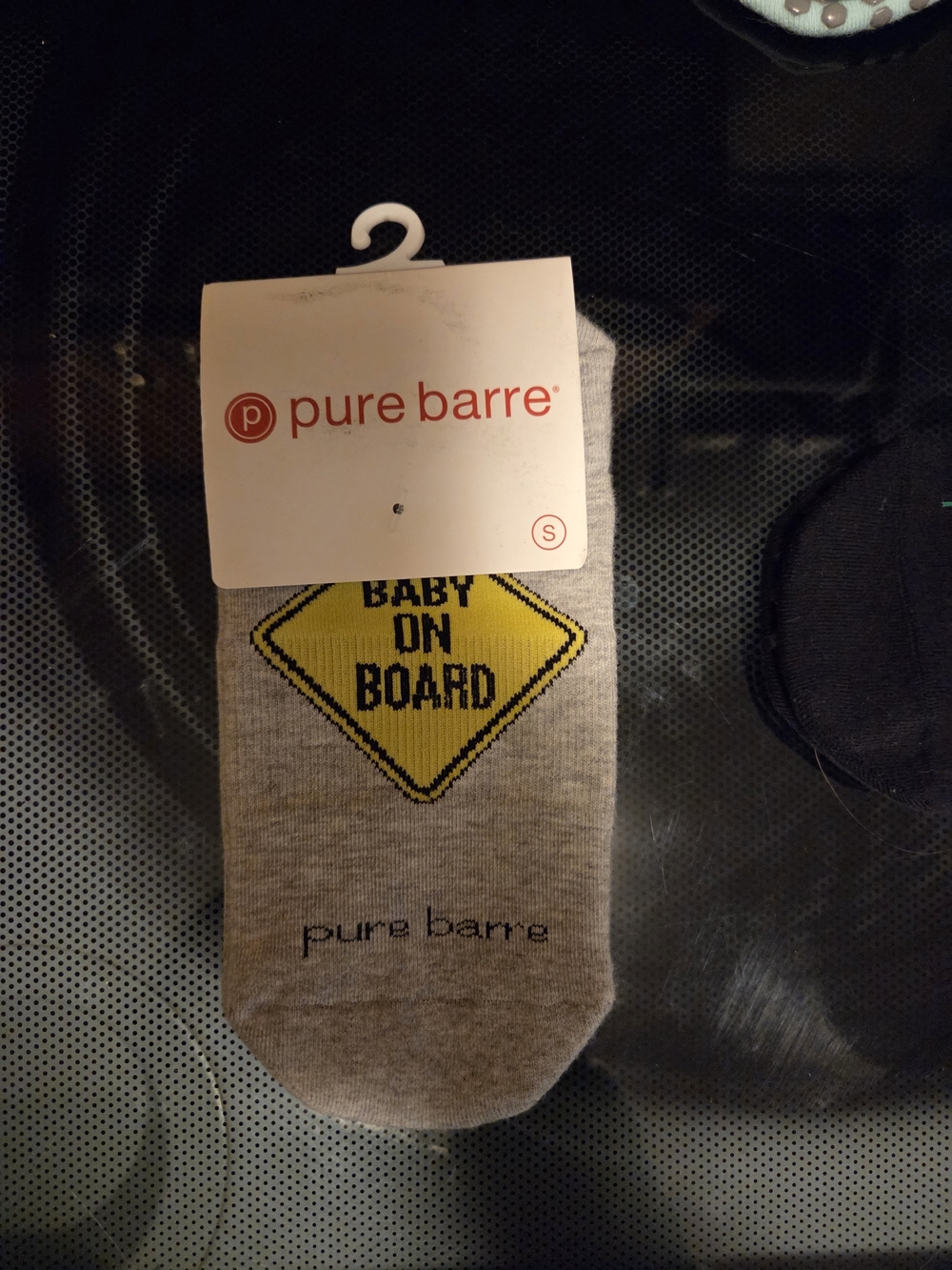 SMALL Pure Barre Women's Gray 'Baby On Board' Grip Socks